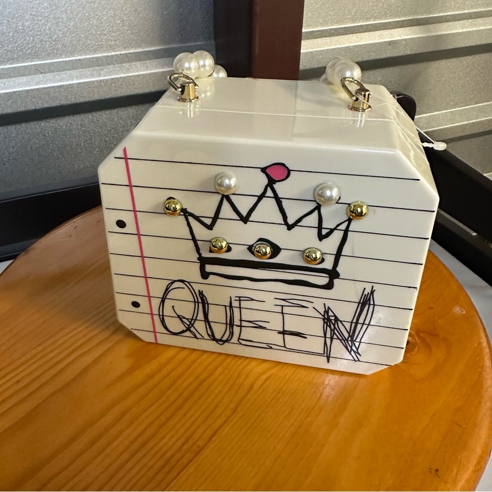 Crown Design Mini Bag - Cream and‎ Black